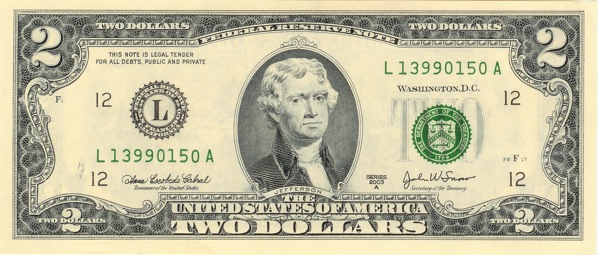 two dollar bill