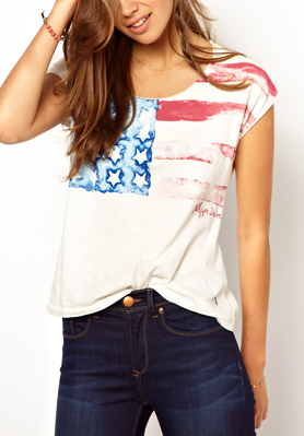 denim american flag shirt