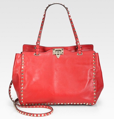 valentino rockstud tote red