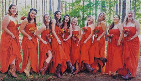 bridesmaids with cowboy boots