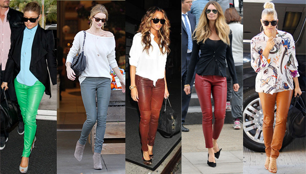 colored leather pants