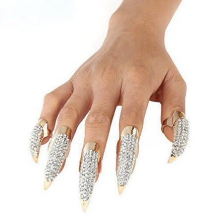 crystal nail rings set of 5