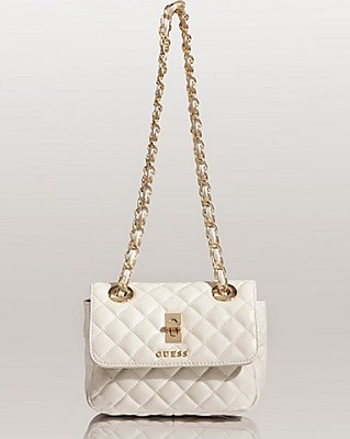 guess white quilted handbag