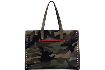 valentino rockstud camo tote