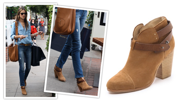 Alessandra Ambrosio Tan Booties | Rag & Bone Harrow Booties