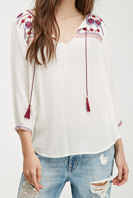 forever 21 white peasant top