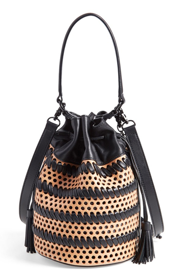 milly perforated leather bucket bag