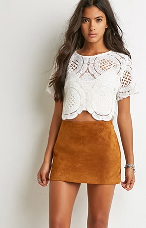 real suede skirt