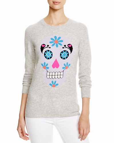 aqua cashmere skull sweater