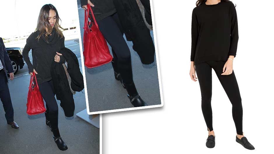 Jessica Alba wearing Spanx Tight-End Footless Tights/Leggings