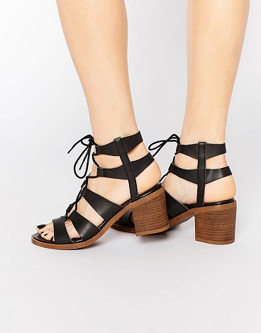 Block Heel Lace Up Sandals | Block Heel Ghillie Sandals