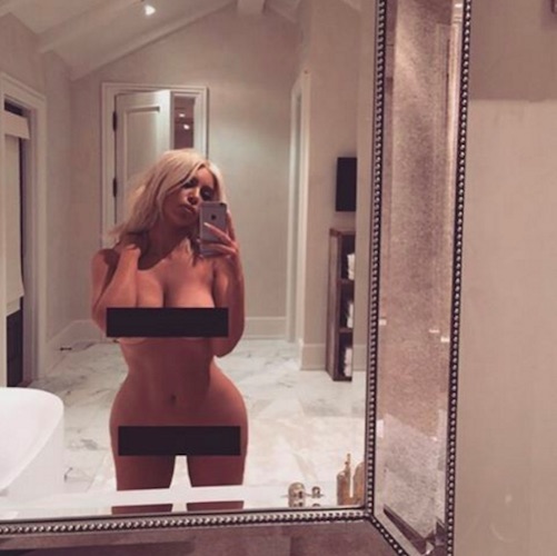 Kim's nude selfie a little while after Saint was born