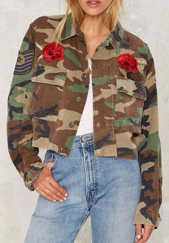 After Party by Nasty Gal Back to the Buds Embellished Camo Jacket