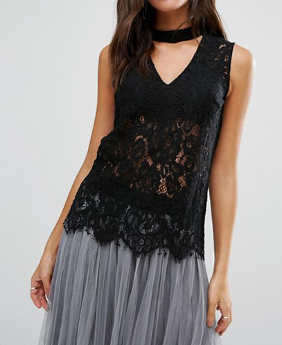 New Look Lace Shell Top With Choker