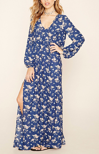 Self-Tie Floral Maxi Dress