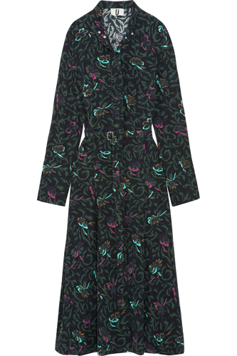 Topshop Unique Tempus belted printed silk crepe de chine midi dress