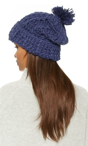 Olive Cuffed Pom Beanie Hat