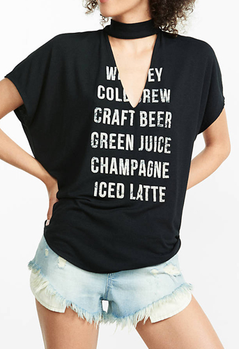 express one eleven beverage graphic choker tee