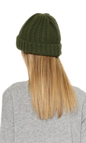 Olive Cable Knit Beanie