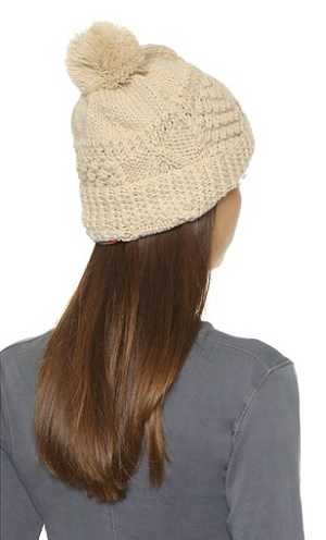 Olive Knit Pom Beanie Hat