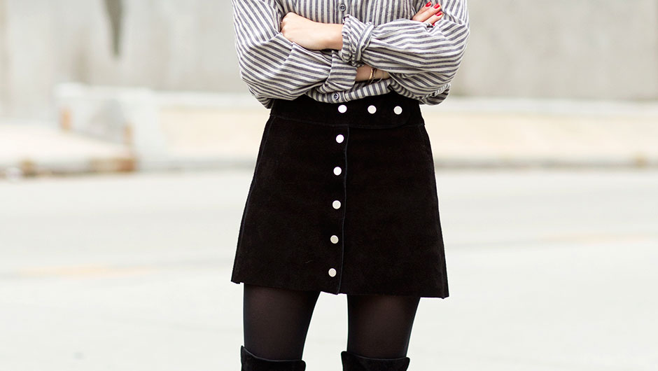 8 Outfit Ideas That Will Inspire You To Wear Black Tights Everyday This  Winter - SHEfinds