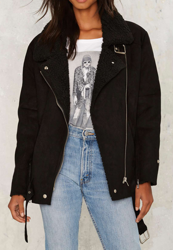 I Wasn't Born to Follow Shearling Moto Jacket