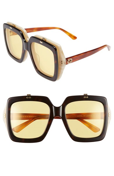 gucci 55mm flip-up sunglasses