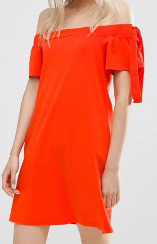 ASOS Off Shoulder Dress with Tie Sleeve Detail