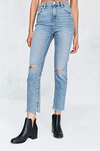 BDG Girlfriend High-Rise Jean Rinsed Denim Slash