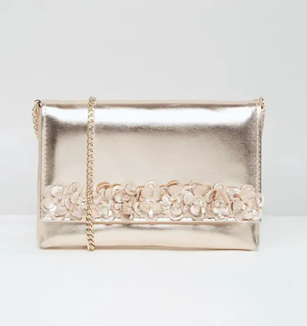 Dune Magnolea Clutch Bag With Floral Applique
