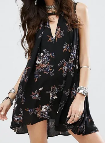 Free People Printed Snap Out Of It Rayon Dress