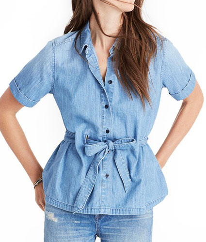 Denim Tie Waist Shirt