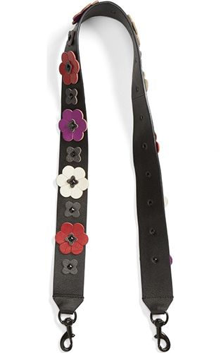 Floral Appliqué Leather Guitar Bag Strap