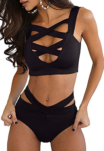 For G and PL Women's Criss Cross High Waist Bikini Set