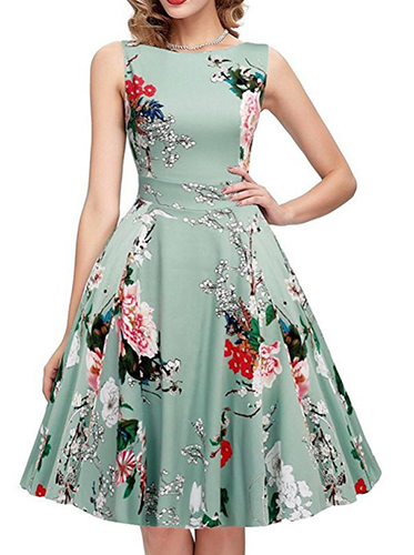 OWIN Women's Vintage 1950's Floral Spring Garden Picnic Dress Party Cocktail Dress