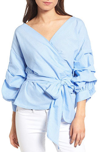 Poplin Wrap Front Top