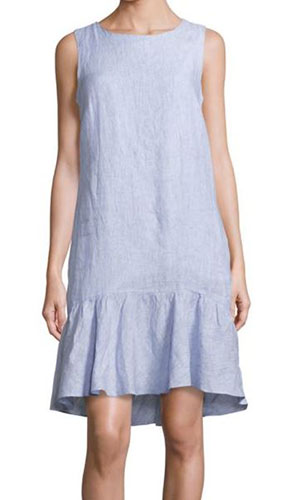 Saks Fifth Avenue BLUE Ruffled Linen Dress