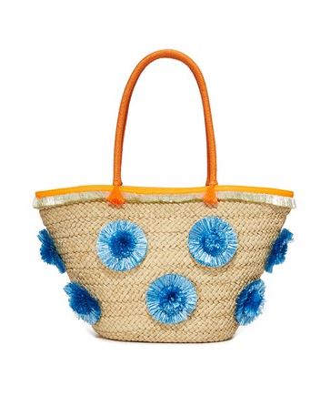 Milly Pom Pom Straw Tote