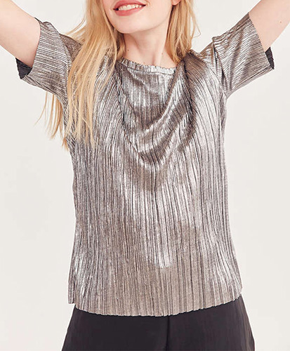 Silence + Noise Hansoll Metallic Accordion Pleat Top