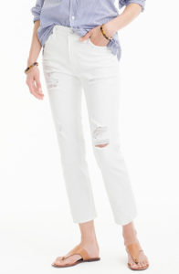 j. crew petite vintage crop jean in destroyed white