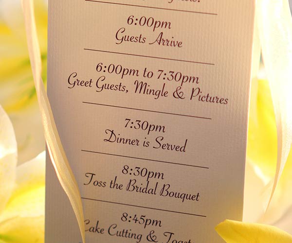 wedding schedule