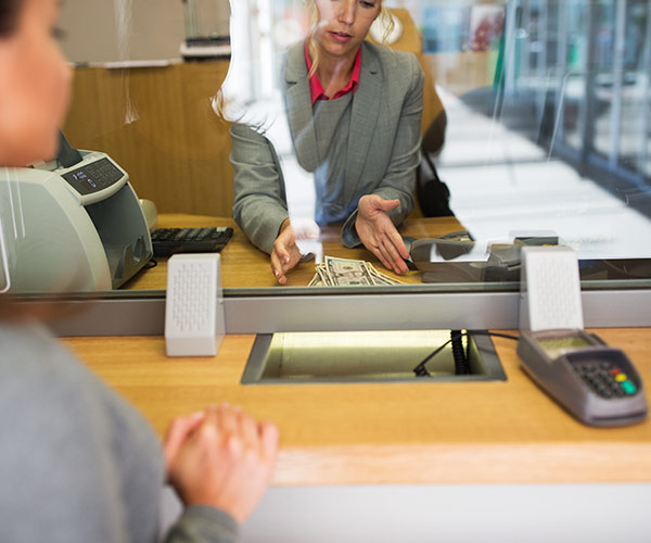 woman at bank