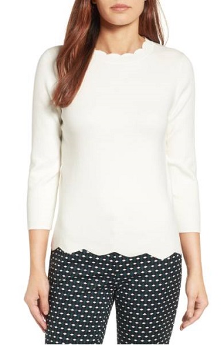 Halogen scallop trim on sale sweater