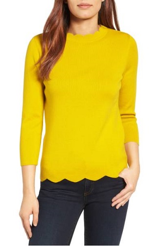 Halogen scallop shop edge sweater