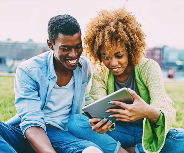 Couple with tablet