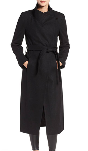 Wool Blend Maxi Wrap Coat