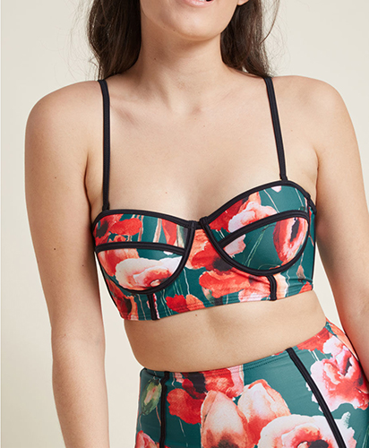 Need I Say Shore? Bustier Swimsuit Top in Floral Fantasy