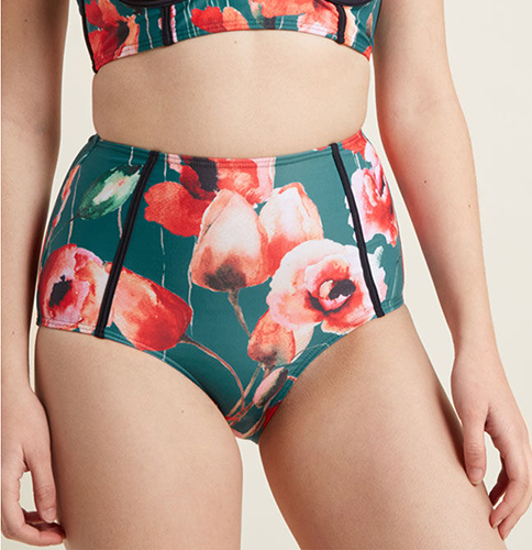 Need I Say Shore? High-Waisted Swimsuit Bottom in Floral Fantasy