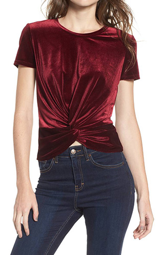 Twist Front Velvet Tee