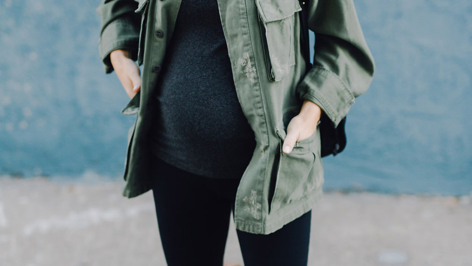 Maternity Crossover Under Belly Leggings - Grey